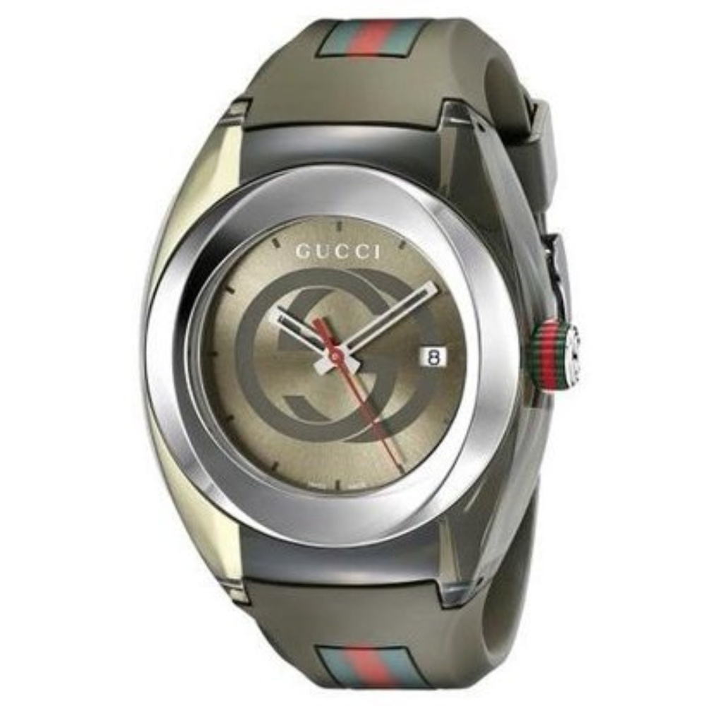 Gucci Sync XXL Khaki Rubber Unisex Watch YA137106